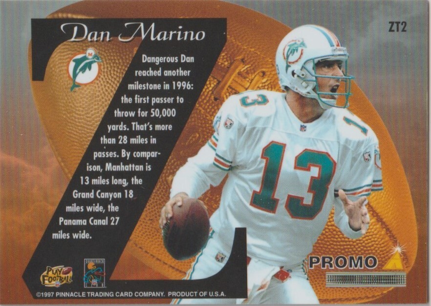 star team ダブルニー DAN MARINO: 1997 ZENITH Z-TEAM PROMO MIRROR GOLD #ZT2 | eBay