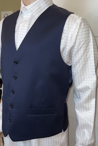 Jos. A. Bank Mens Signature 5 Button Vest Bright Navy Traditional Fit Small Wool - Picture 5 of 12
