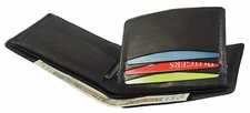 Mens Genuine Cowhide Leather Credit/ID Card Holder Bifold Wallet Slim Purse Gift