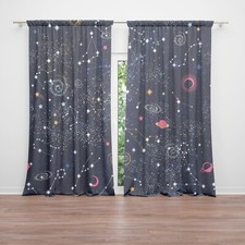 Space Window Curtains kids Drapery childrens Curtain Panels star constellations