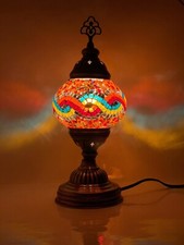Turkish Moroccan Mosaic Lamp Tiffany Glass Desk Table Lamp Free Bulb & Shipping