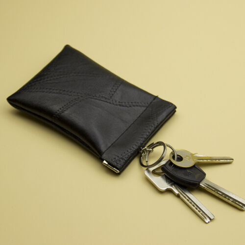 Leather Key Bag Keys Holder Zipper Vintage For Housekeepers Solid Color SG - Afbeelding 1 van 16