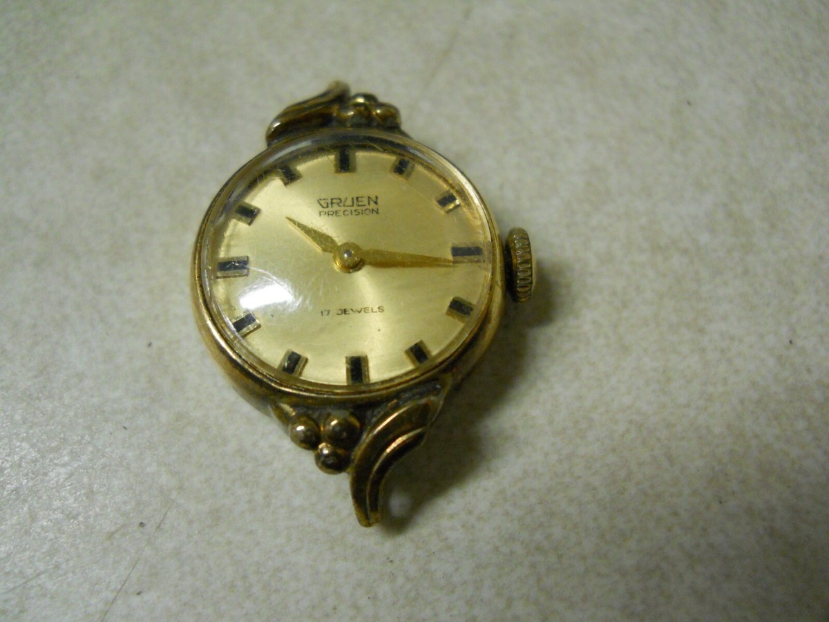 Vintage Gruen Precision 17 Jewels Gold Tone Ladies Cocktail Watch