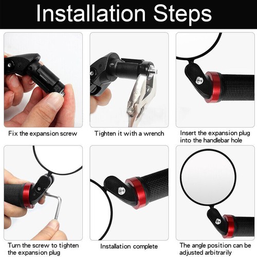 ABS Bike Bar End Mirrors Rear View 360° Adjustable Handlebar HD Convex Mirror - Picture 6 of 13