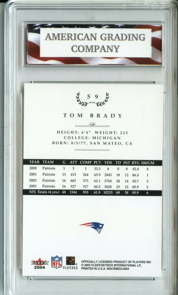 2004 Fleer Inscribed #59 Tom Brady AGC 10 Gem Mint | eBay