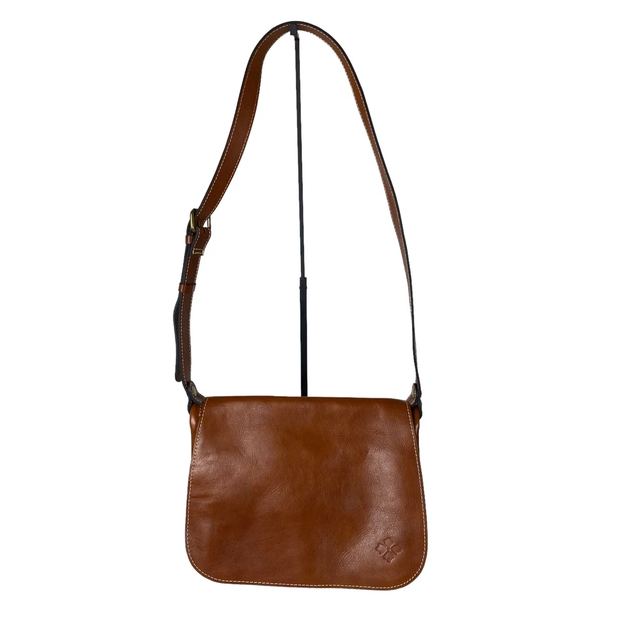 PATRICIA NASH Brown Leather Flap Crossbody Gold Hardware Quality Clasp Closure