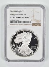 2018-W American Silver Eagle Congratulations Set PF70 NGC Brown Label