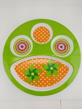 Melamine Divided Section Plates Green Summer Themed Kids Picnic Backyard Outdoor