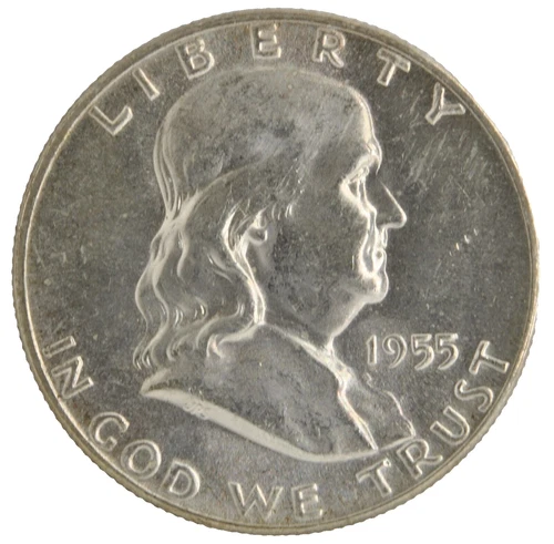 United States 1955 Franklin 90% Silver Half Dollar 50c Philadelphia Mint BU Coin