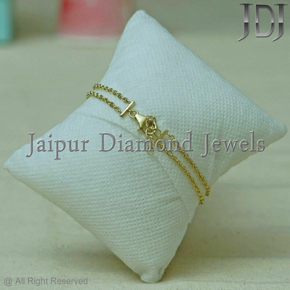 Pulsera Estrella Diamante Oro Vermeil Cadena Plata Simple Esterlina 925 Joyería Regalo Foto 4 de 4