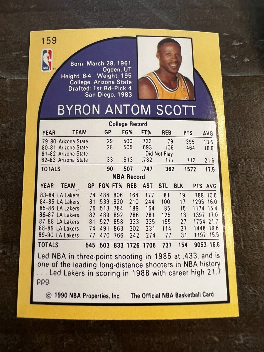 1990 NBA Hoops Basketball Card #159 Byron Scott, Lakers (J2) | eBay