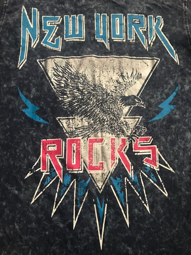 NEW YORK ROCKS T-SHIRT WOMENS SIZE MEDIUM BLUE TIE DYE NWT - Picture 2 of 5