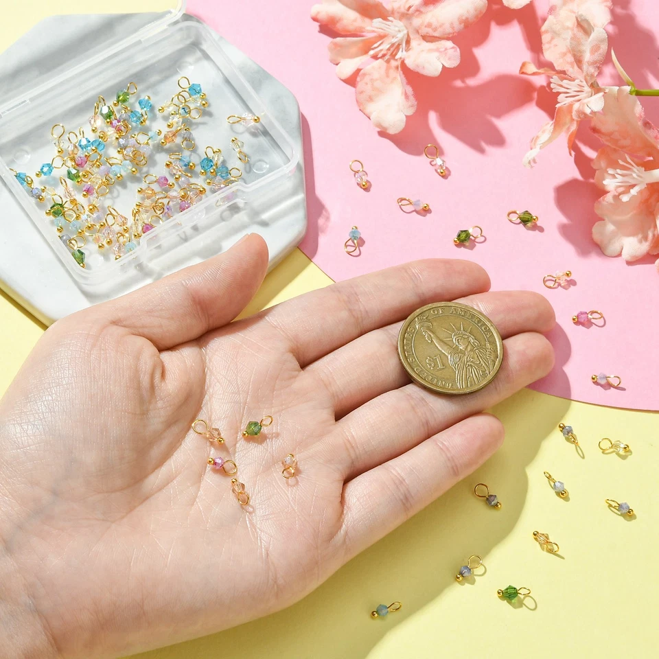 100 шт. случайных граненых стеклянных амулетов хрустальные силиконовые подвески ювелирные изделия сделай сам - Изображение 2 из 4