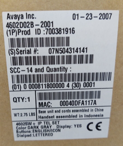 AVAYA 4602 IP Phone 4602D02B-2001 700381916 - 第 1/2 張圖片