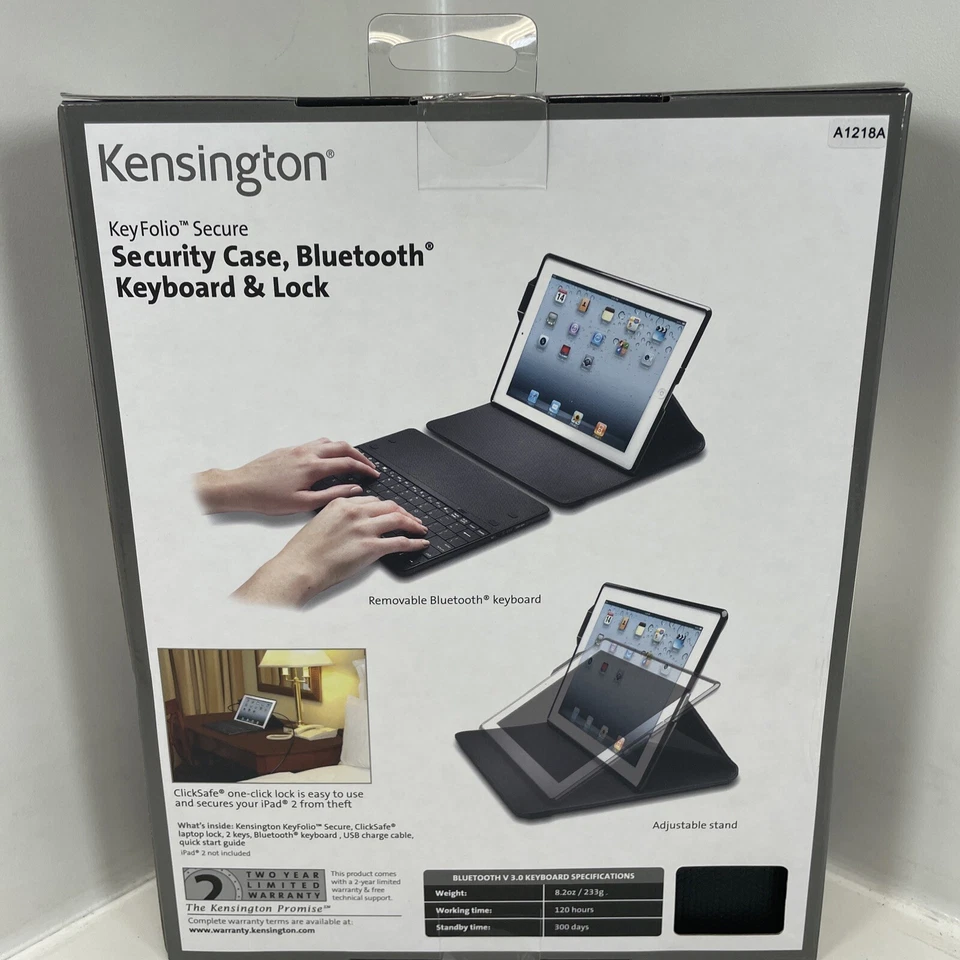 Kensington KeyFolio Secure Security Case Bluetooth Keyboard And Lock For iPad2 - Image 2 of 3