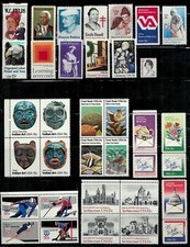 US 1980 COMMEMORATIVE POSTAGE STAMP YEAR SET OF 35 MNH