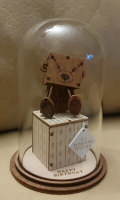 Kloche Happy Birthday Cute Little Wooden Bear Figurine Ornament Cake Topper KB4