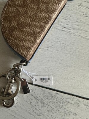 Coach Mini Half Moon Bag Charm In Signature Canvas Khaki Racer