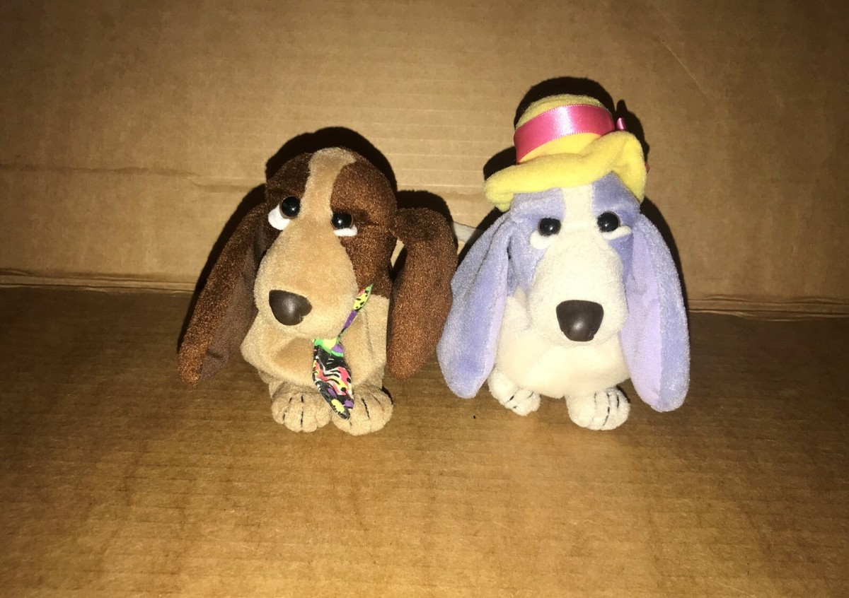 Hush Puppies Applause Bean Bag Dogs Brown with Tie, Grey/Blue