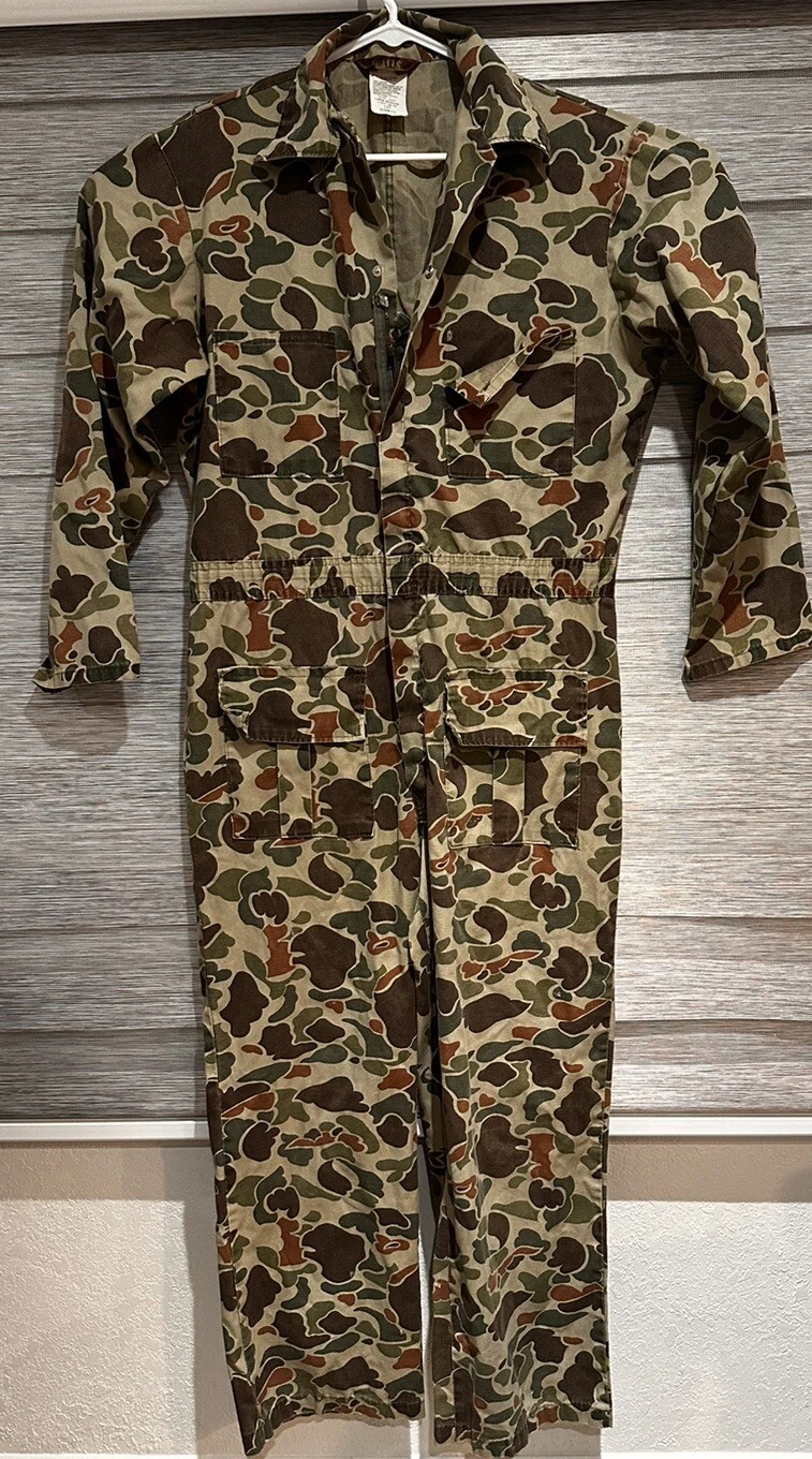 VTG Walls Blizzard Pruf Hunting Frog Skin Camo Coveralls Lined Cotton Size Large