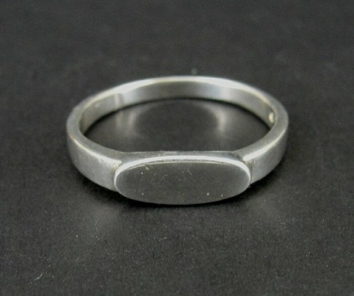 Ring Silver Signet Style Oval Band Sterling 925 Size 9.25 Band Ring 9 1/4 - Picture 2 of 4