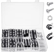 136PCS Cable Clamps Assortment Kit 304 Stainless Steel Rubber Cushion Pipe Clamp