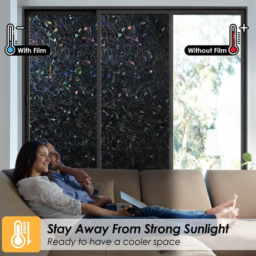 LUTE Blackout Window Film, Sun Light Blocking Window Film for Room Darkening ... - Picture 6 of 9