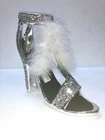 CRUSHED DIAMOND SHOE ORNAMENT FEATHER SPARKLY SILVER SHELVES BLING IDEAL GIFT