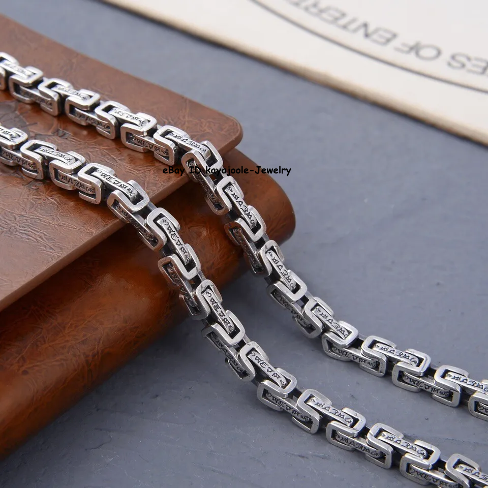 Pure S925 Sterling Silver Chain 5mm Dragon Byzantine Link Necklace
