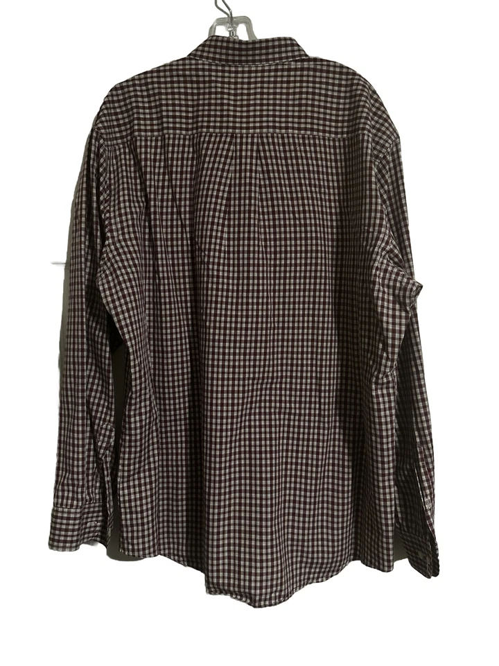 Camisa de vestir para hombre Arrow abotonada roja a cuadros manga larga talla L Foto 4 de 4