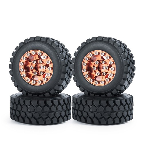 1.0 Tires Wine red Wheel Rims Set for 1/24 RC Crawler Car Axial SCX24 Upgrade - Picture 4 of 9