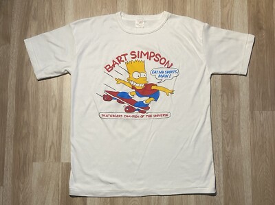 Vtg Simpsons Bart Simpson Eat My Shorts Man Skateboard T-Shirt Sz
