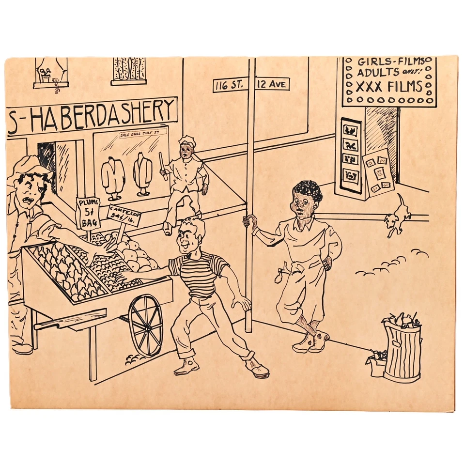 KULICKE Original Vintage Firmado Ilustración Figurativa Doble Cara Dibujo a Tinta Foto 4 de 4