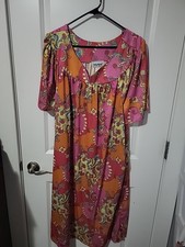 Anthony Richards Woman Housedress Orange Pink Paisley Pockets 3x