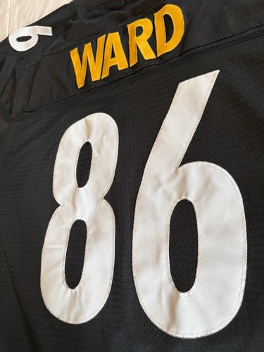 VTG Reebok On-Field NFL Pittsburgh Steelers #86 Hines Ward Home Jersey Black LG - Picture 15 of 16