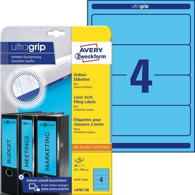 Avery Zweckform L4767-20, Folder Labels for Wide Folders Short e.g. for Leitz El