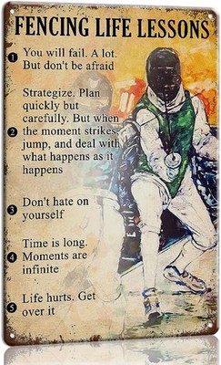 Funny Metal Signs Fencing Poster 5 Fencing Life Lessons Wall Decorative Pictures