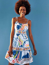 Farm Rio Wild Brazil Tropical Print Beaded Summer Boho Mini Dress Large Resort