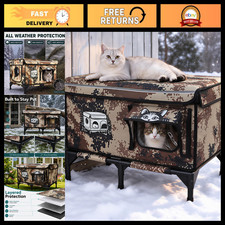 Weatherproof Outdoor Cat House - Insulated Elevated Shelter for Stray Cats, 25.6