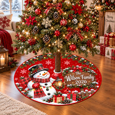 Custom Snowman Christmas Tree Skirt Holiday Xmas Tree Mat Base Cover Decor Home
