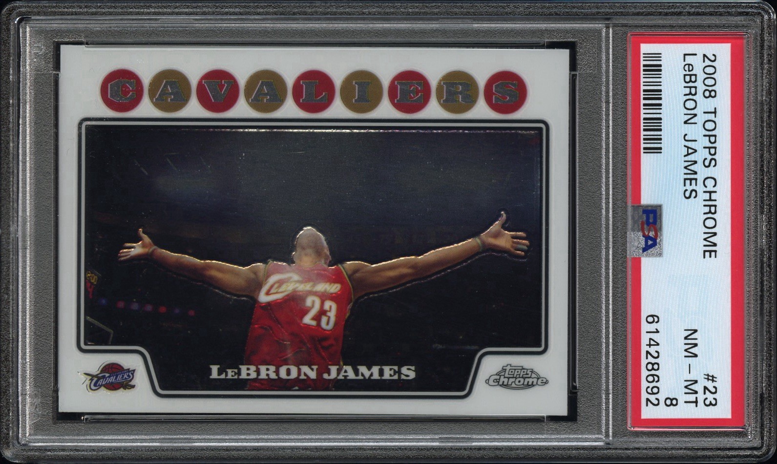 2008-09 Topps Chrome LeBron James #23 Cleveland Cavaliers PSA 8 NM-MT view 1