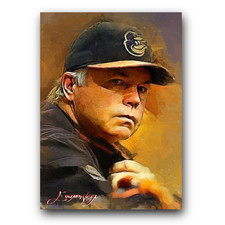 Buck Showalter Art Card Limited 34/50 Edward Vela Signed (Baltimore Orioles)