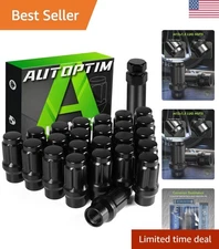 M12x1.5 Extended Black Lug Nuts for Aftermarket Wheels - 24PCS with Socket Key