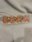Lot of 4 Vintage Pink Depression Glass Mini Beer Mug Shot Glass