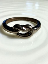 Vintage Knot Silver Tone Band Ring Size 6.25 Classic Love Knot Twisted Rope