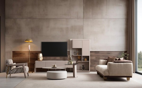 Komplette Wohnzimmer Garnitur 3-Sitzer Couchtisch Hocker Sessel 5Tlg-image