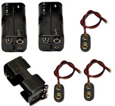 3 Pcs 4 x 1.5V 6V AA Battery Holder Leads with 3 Pcs 9V I Type Snap Connector