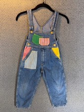 Vintage Carters Overalls Bright Cute Colorful Striped Patches Size 4T