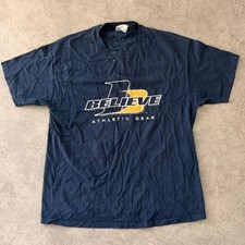 Vintage 90s Believe Athletic Gear Navy Blue T-Shirt Mens XL Graphic Tee USA Made