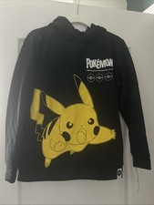 Boys' Large Pokemon Pikachu Active Hooded Sweatshirt - Black NWT